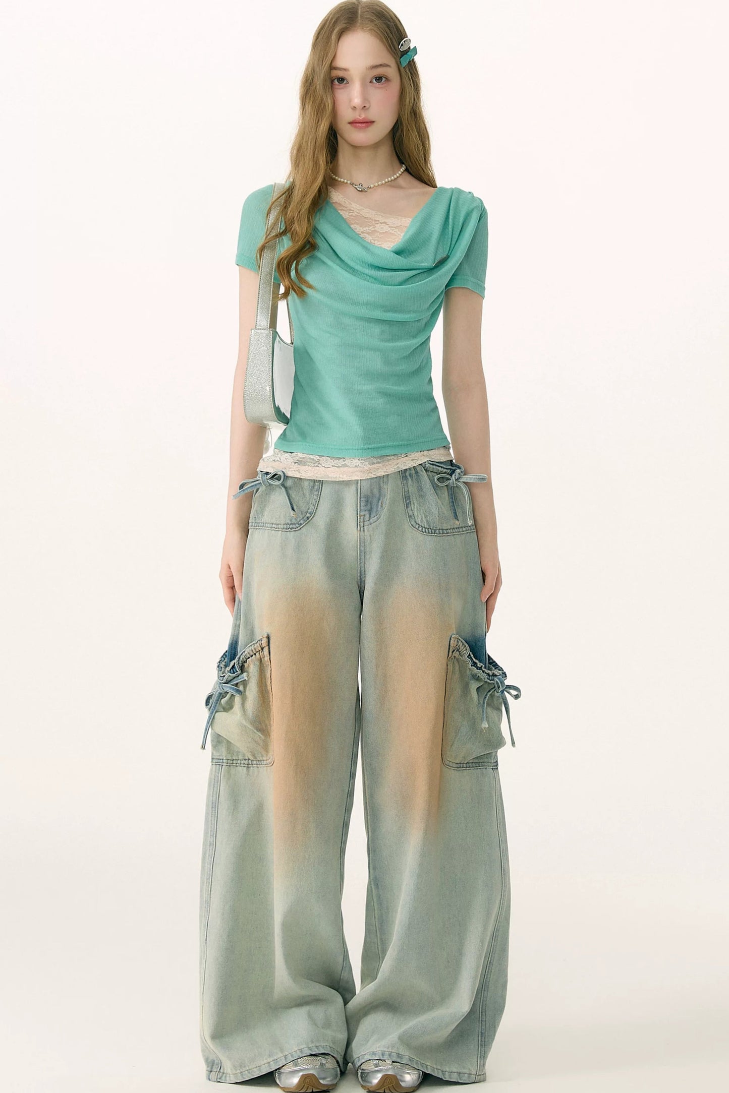 Mint Lace Flutter Top