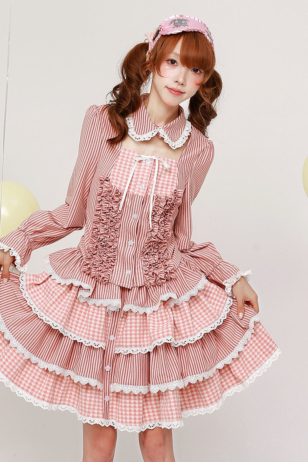 Pink Striped Puffy Lolita Skirt