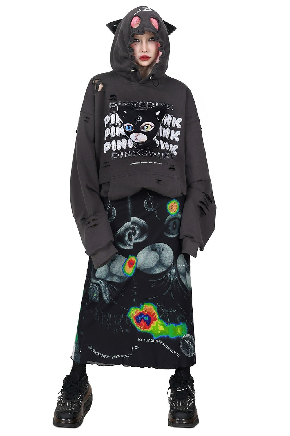 Cat Ear Ripped Hooded Hoodie