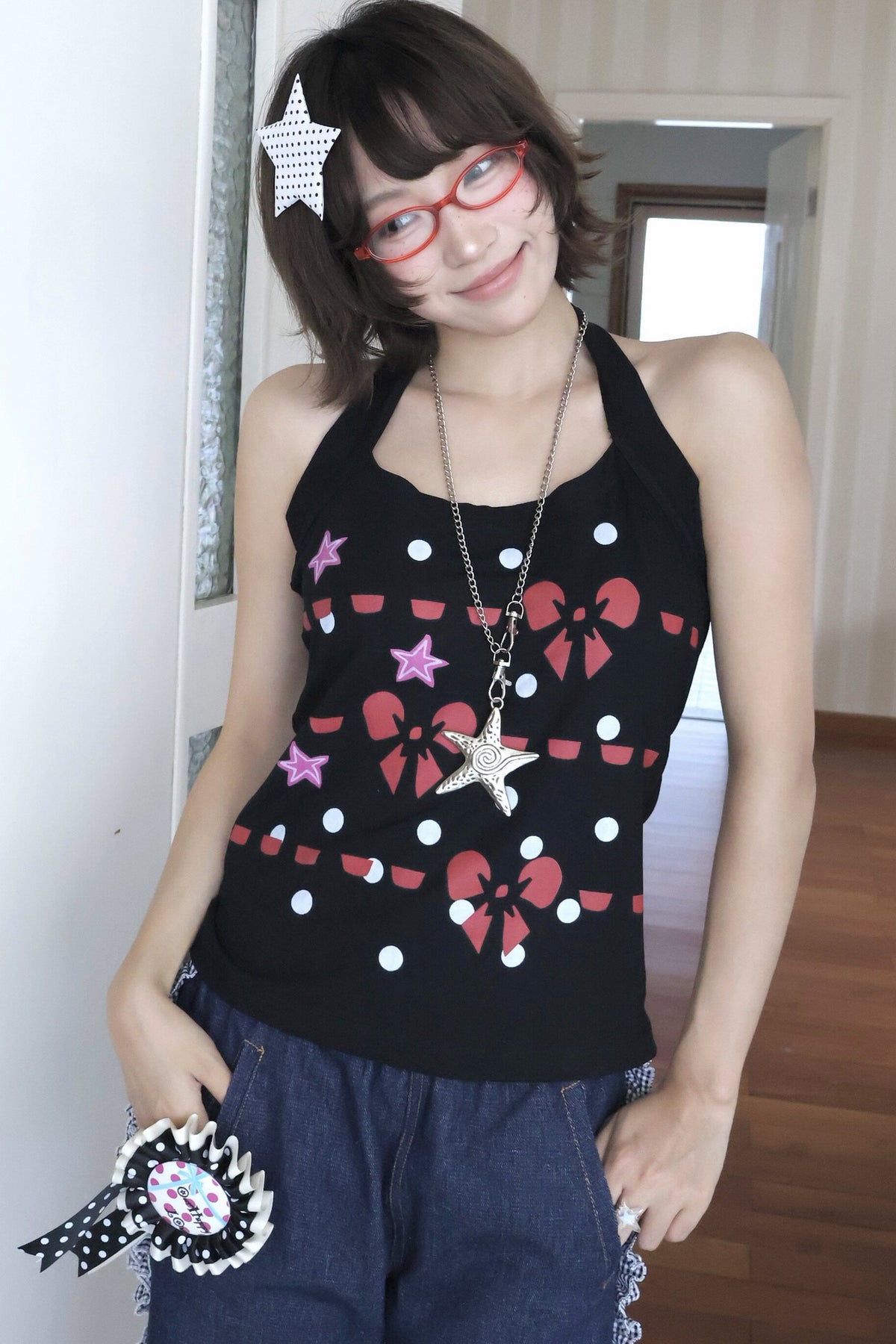 Vintage Bow Star Halter Camisole