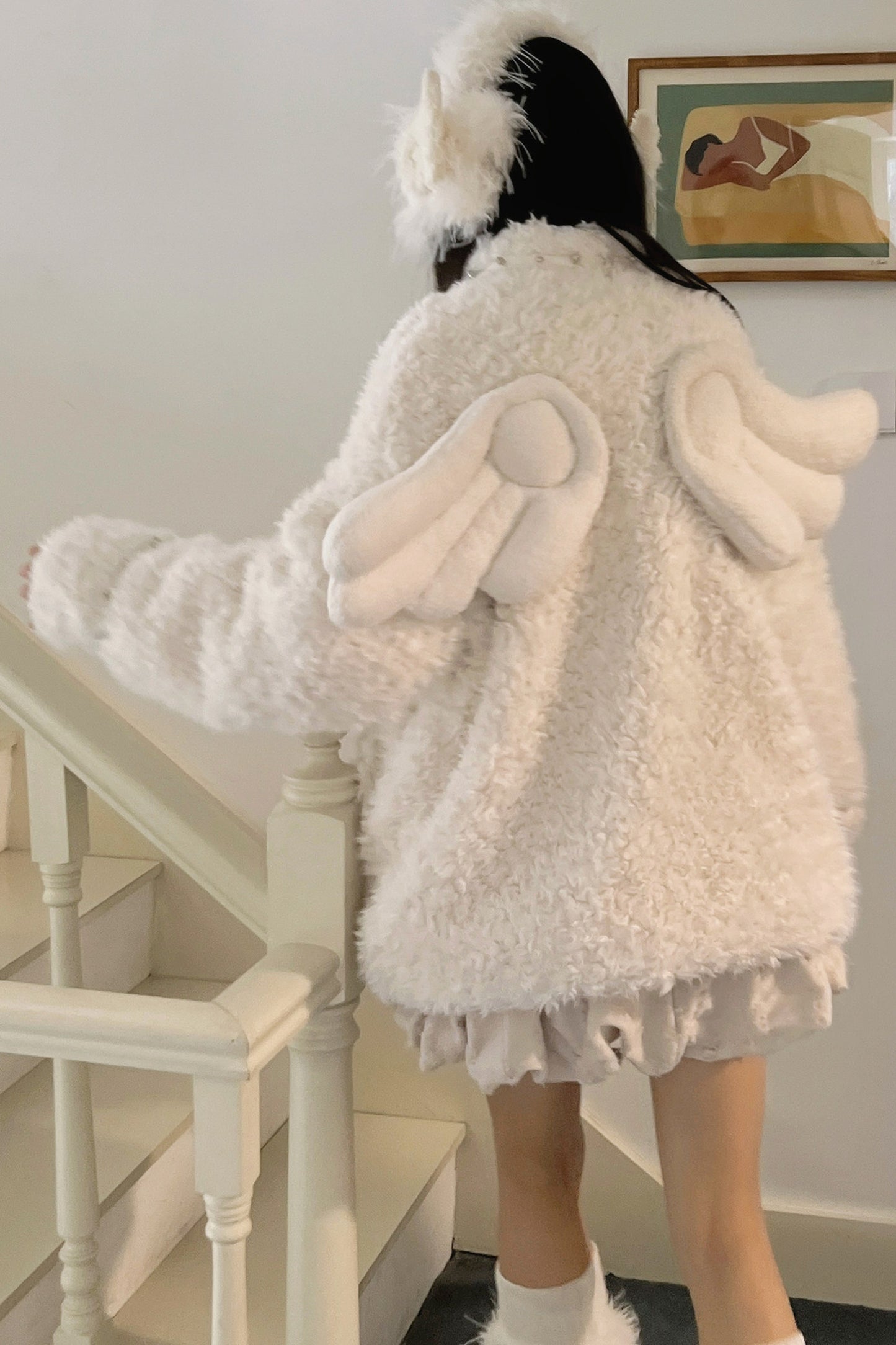 Detachable Angel Wings Furry Coat