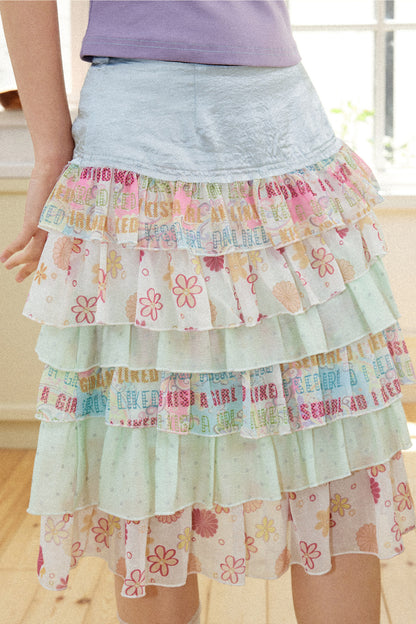 Satin Floral Cake Skirt