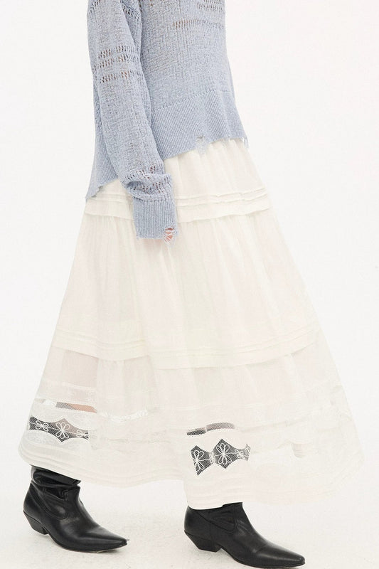Hollow Lace A-Line Skirt