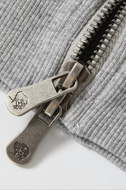 Distressed Fur Collar Hooded Cardigan