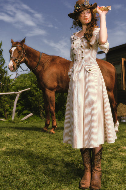 Long Striped Nautical Shirt Dress Set-Up