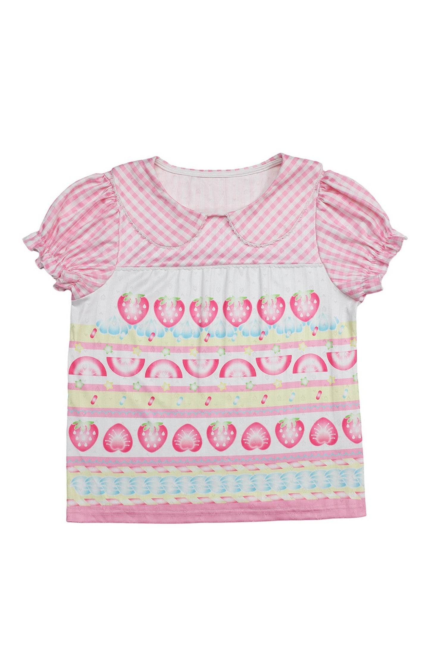 Strawberry Lime Clover Print Cotton T-Shirt