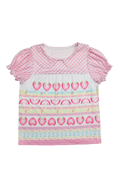Strawberry Lime Clover Print Cotton T-Shirt