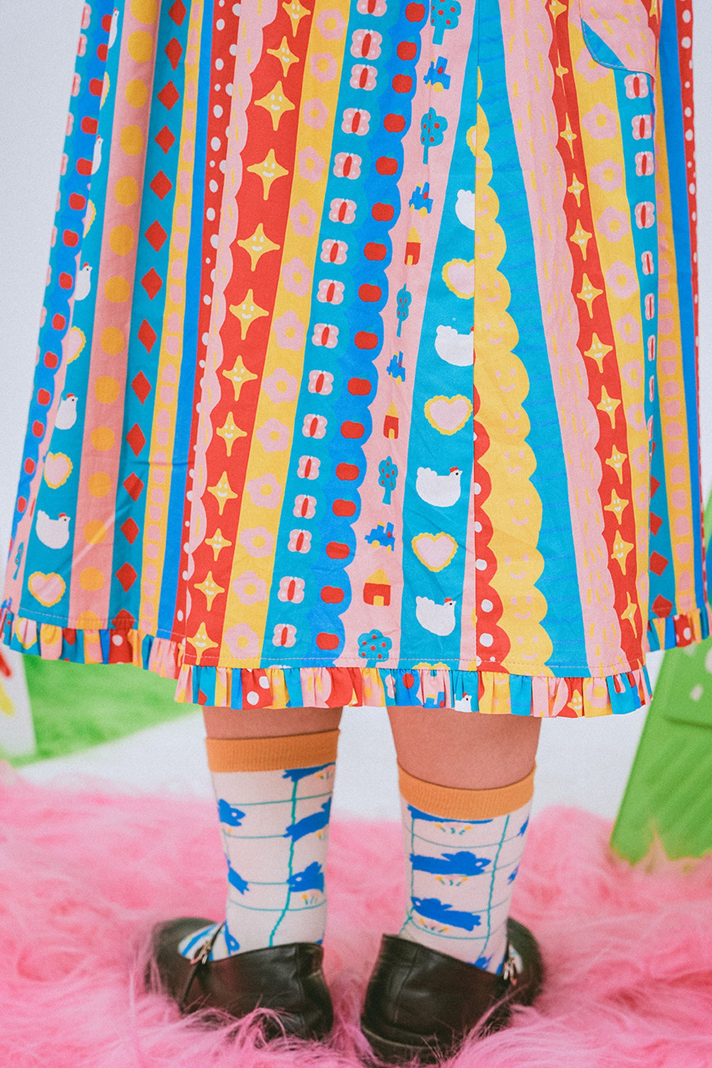 Kindergarten Paradise Print Suspender Dress