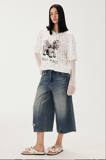 Floral Print Pony Layered Blouse