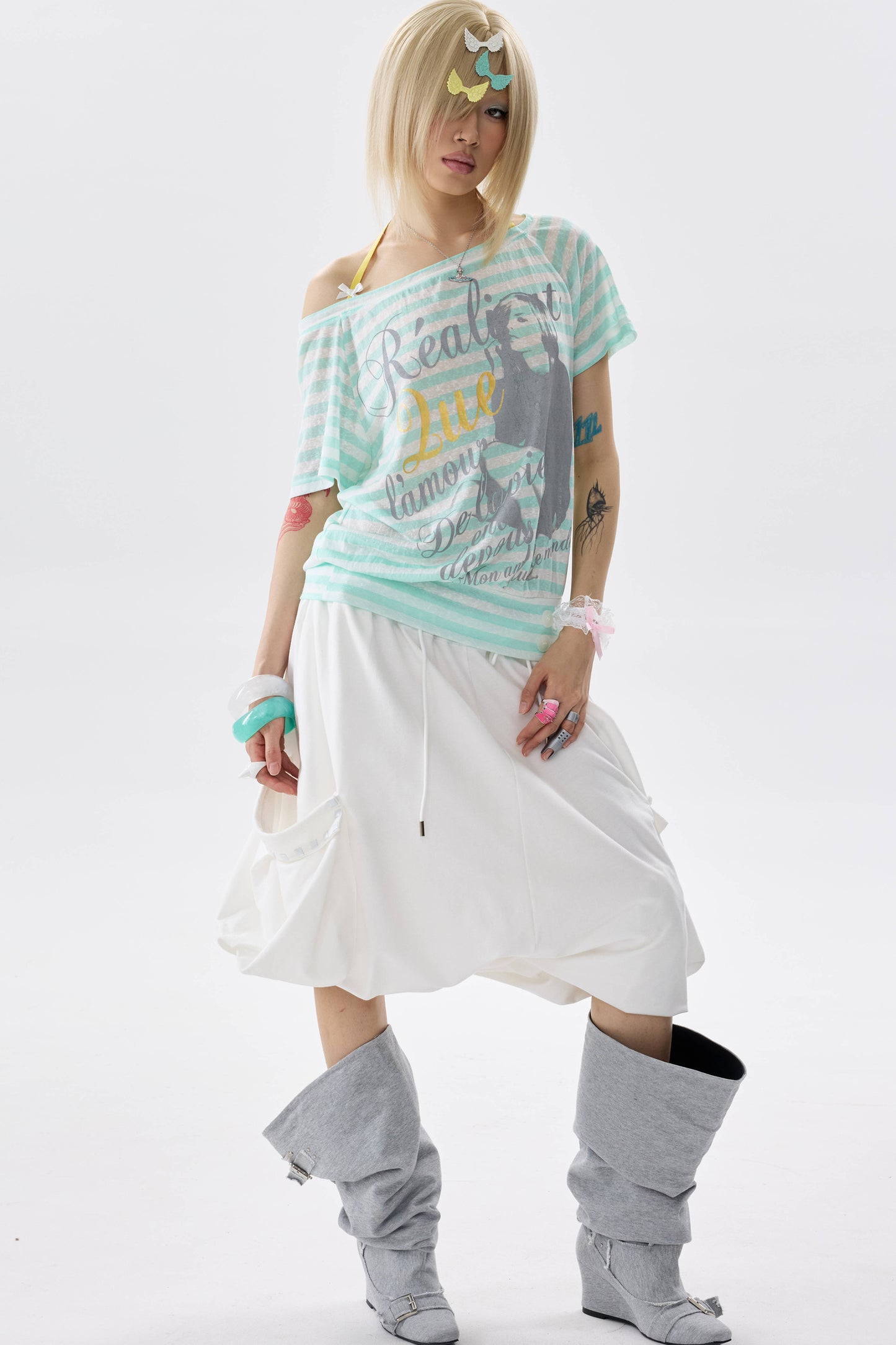Striped Bow-Detail Top