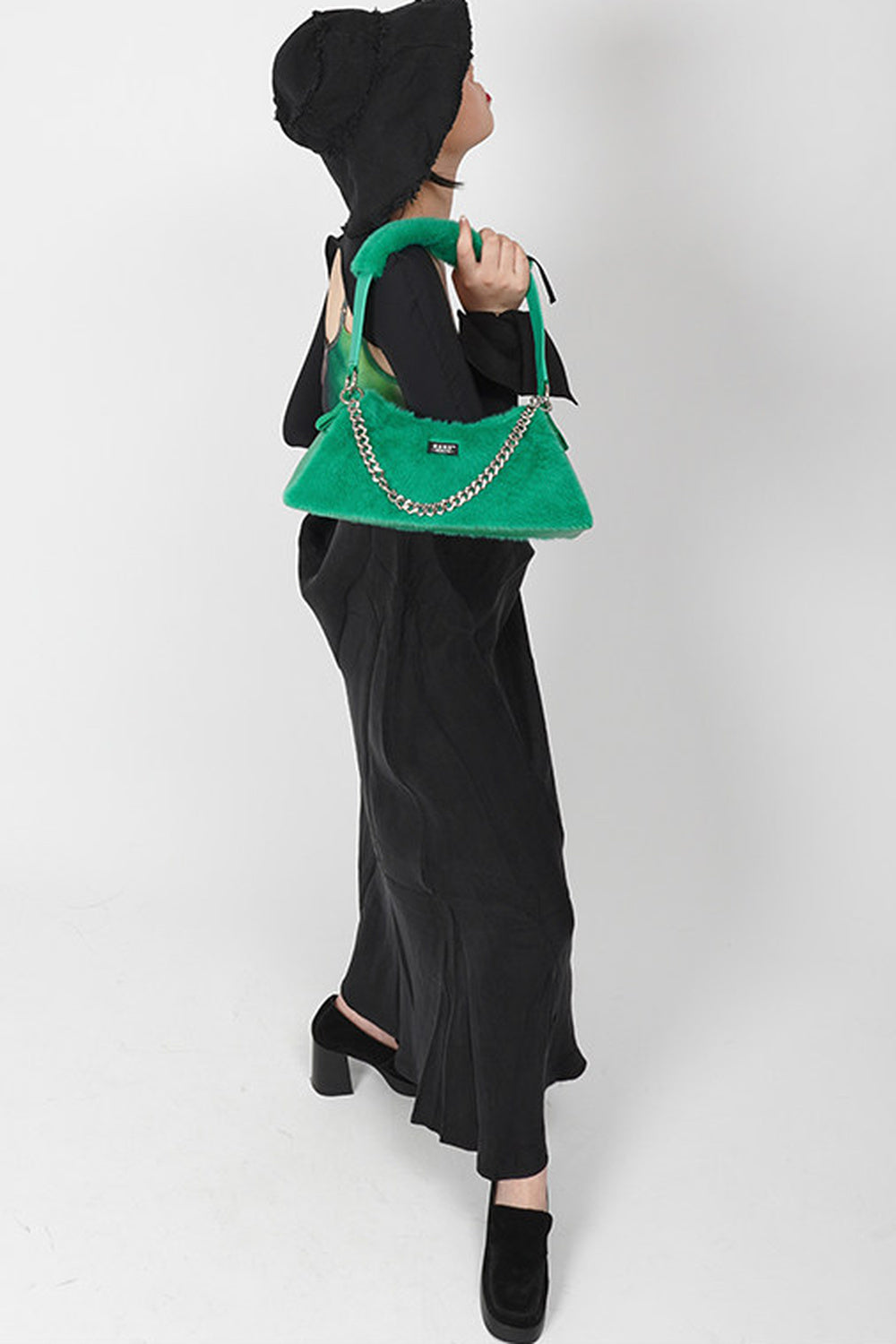 Solid Color Fur Underarm Crossbody Shoulder Bag