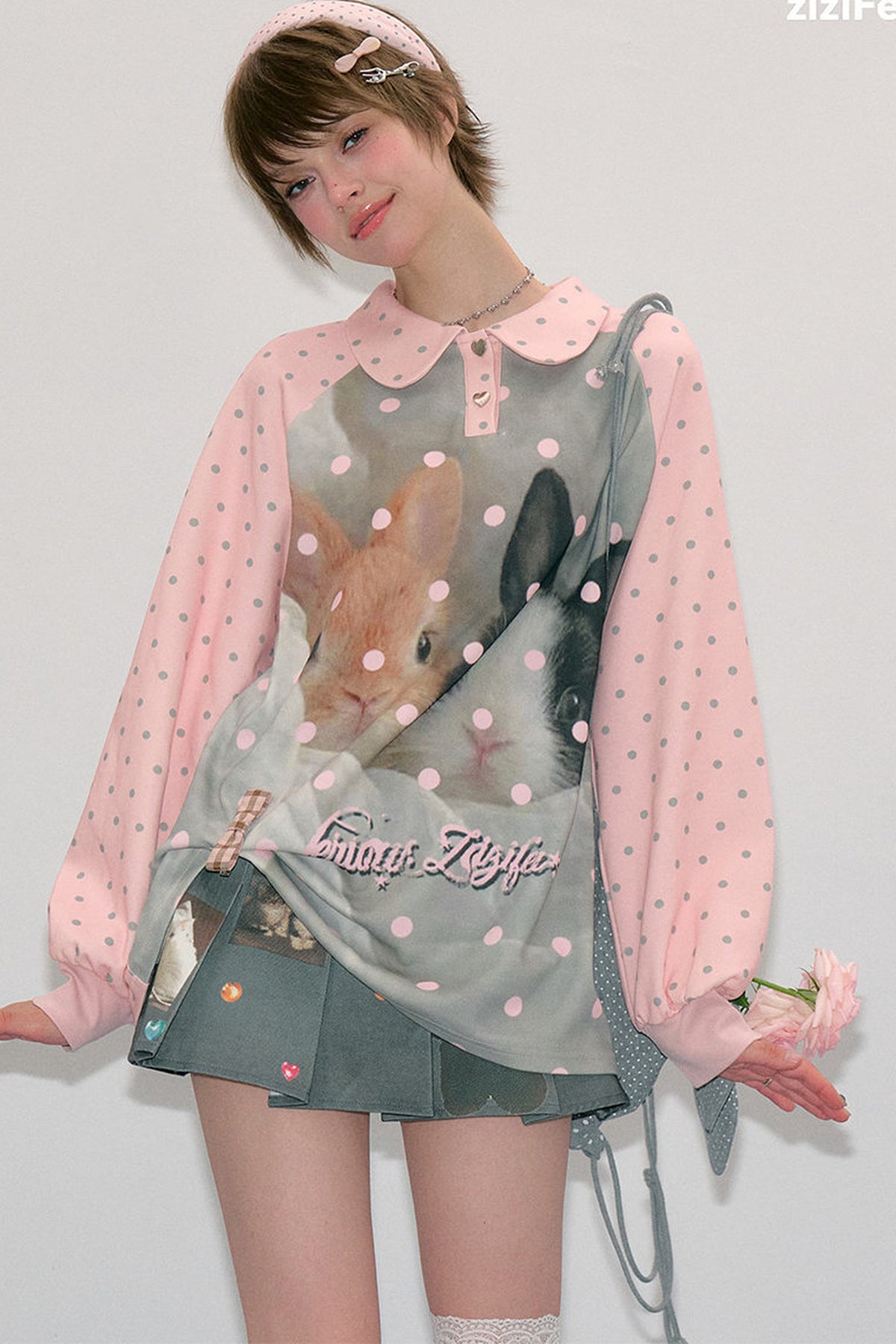 Pink Rabbit Polka Dot Sweatshirt
