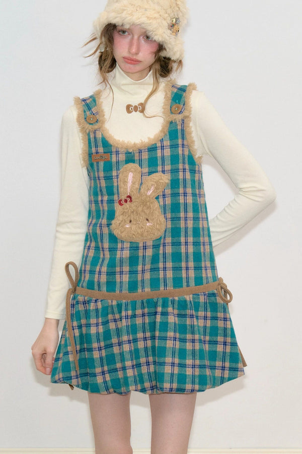 Plaid Bunny Applique Dress