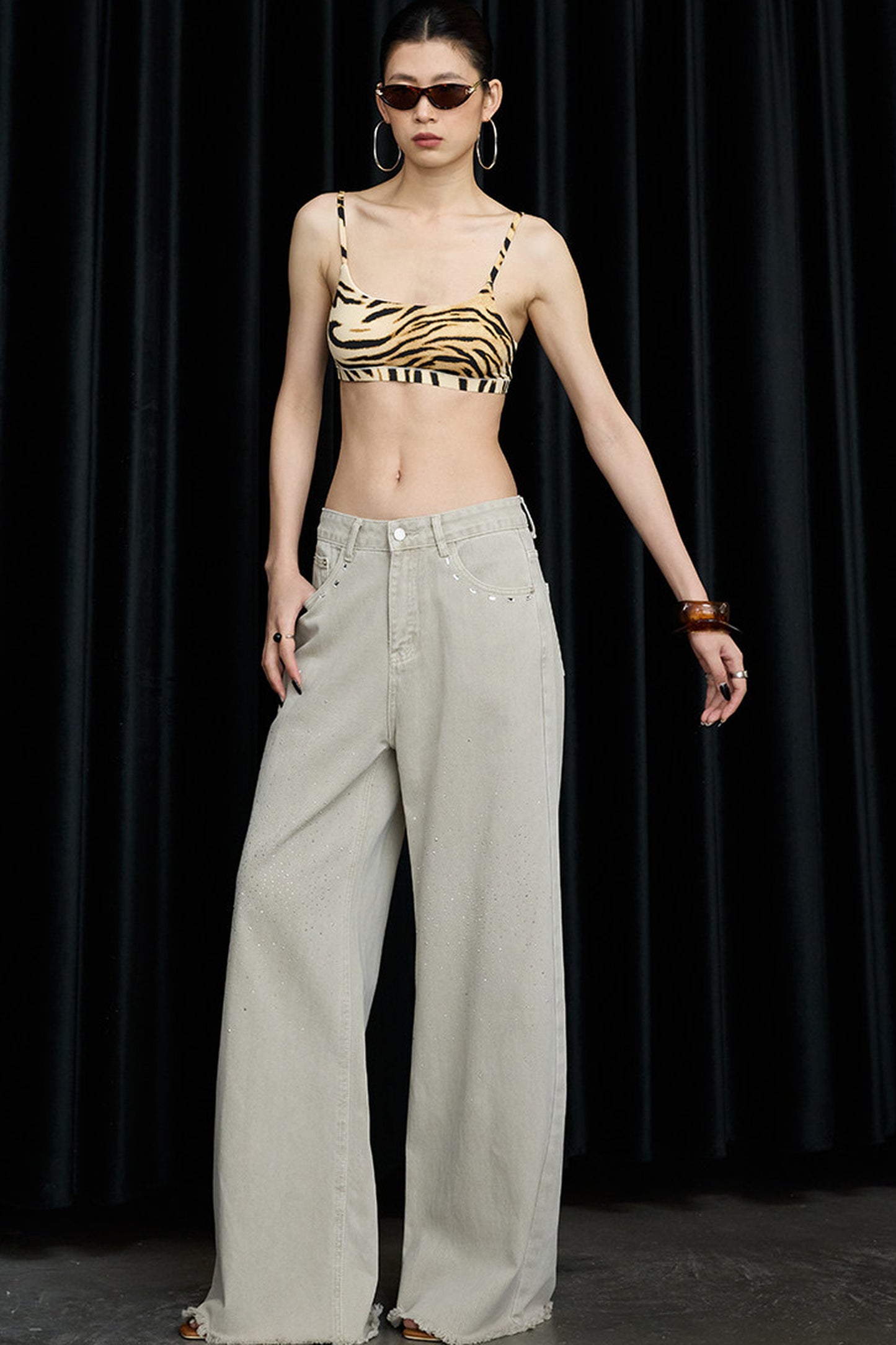 Desert Star Rhinestone Wide-Leg Jeans