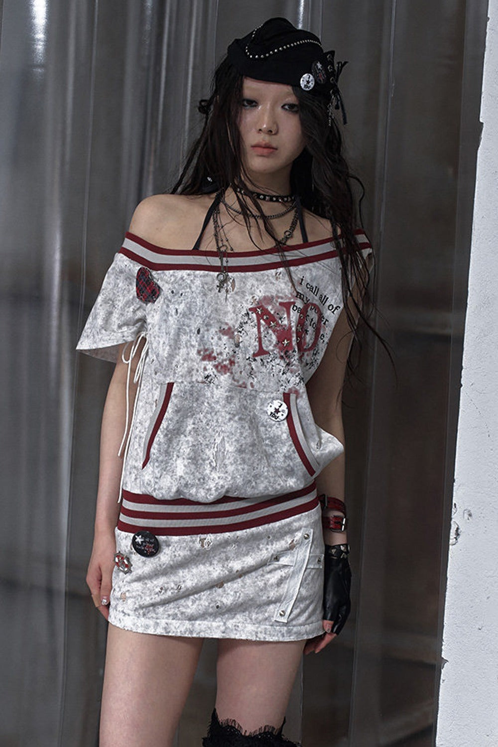 Distressed Punk Sleeveless Dress
