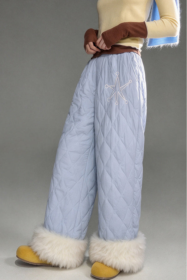 Snow Starburst Embroidered Quilted Padded Jacket and Pants Set-Up