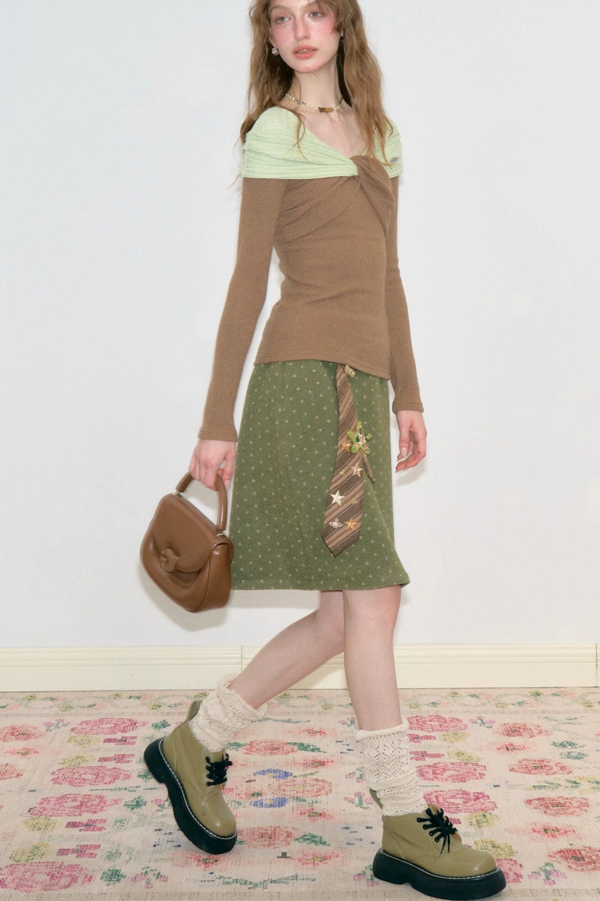 Green Polka Dot Bodycon Skirt