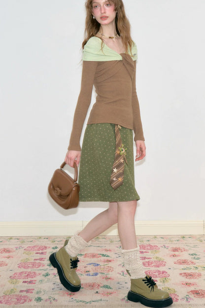 Green Polka Dot Bodycon Skirt