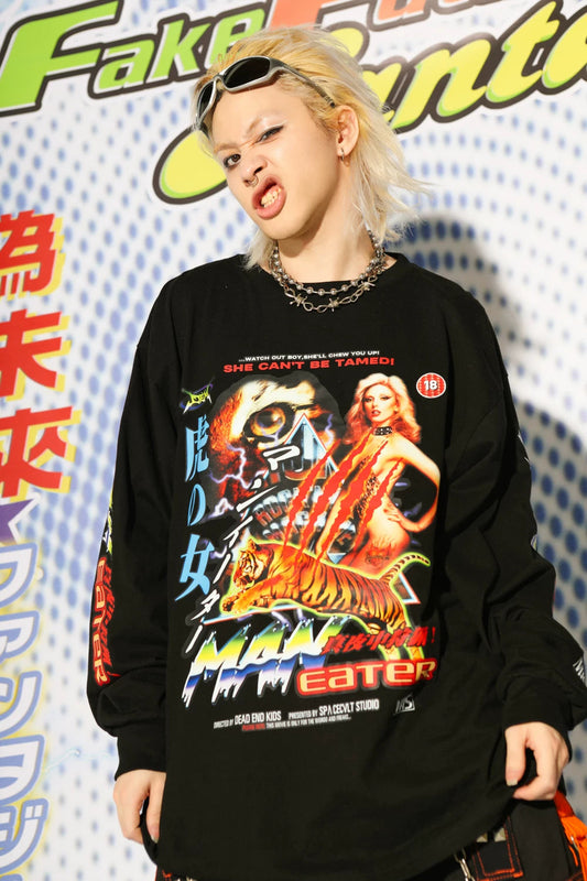 Oversize Tiger Graphic Long-Sleeved Sweatshirt