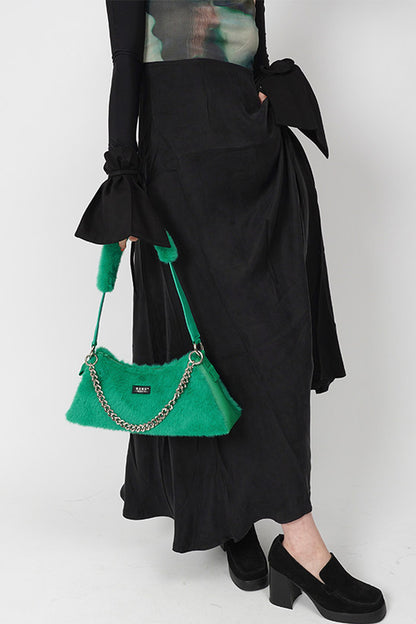 Solid Color Fur Underarm Crossbody Shoulder Bag
