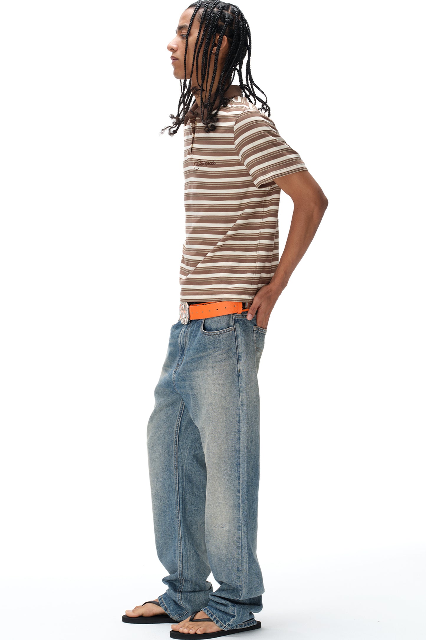 Retro Striped Embroidered Polo Shirt