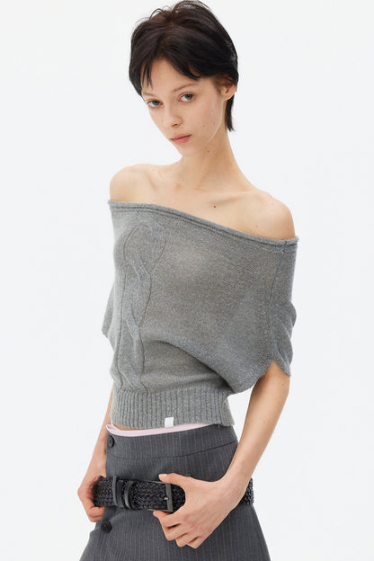 Wool Mohair Off-Shoulder Top