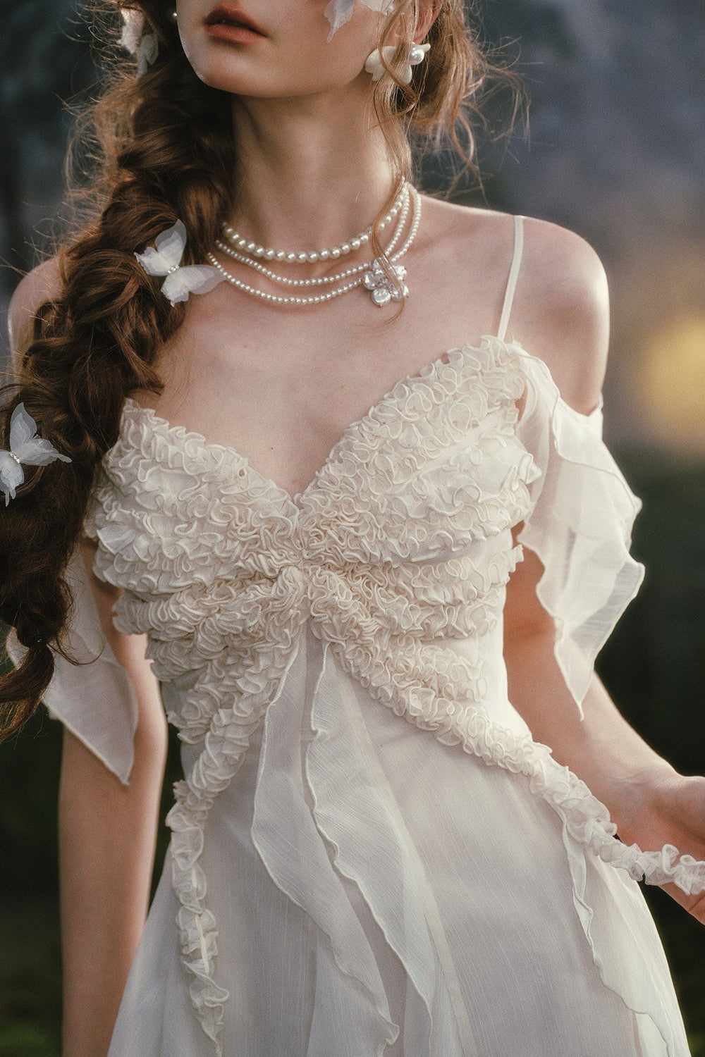 French Pearl Lace Slip Dress