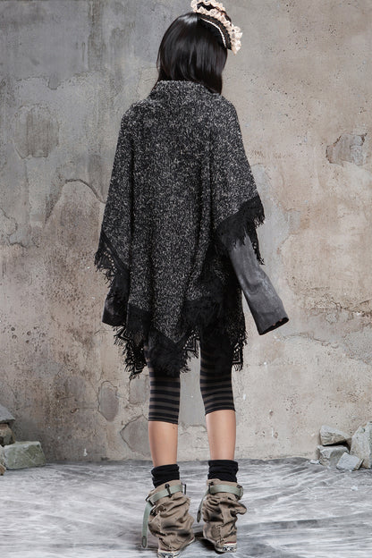 Punk Tassel Knit Cape
