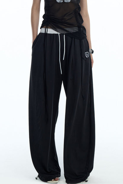Black White Color-Block Sports Pants