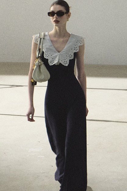 Robe en coton sans manches dos nu à ombre d’arbre