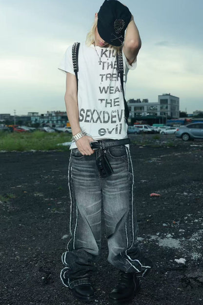 Tee-shirt blanc à manches courtes avec slogan imprimé