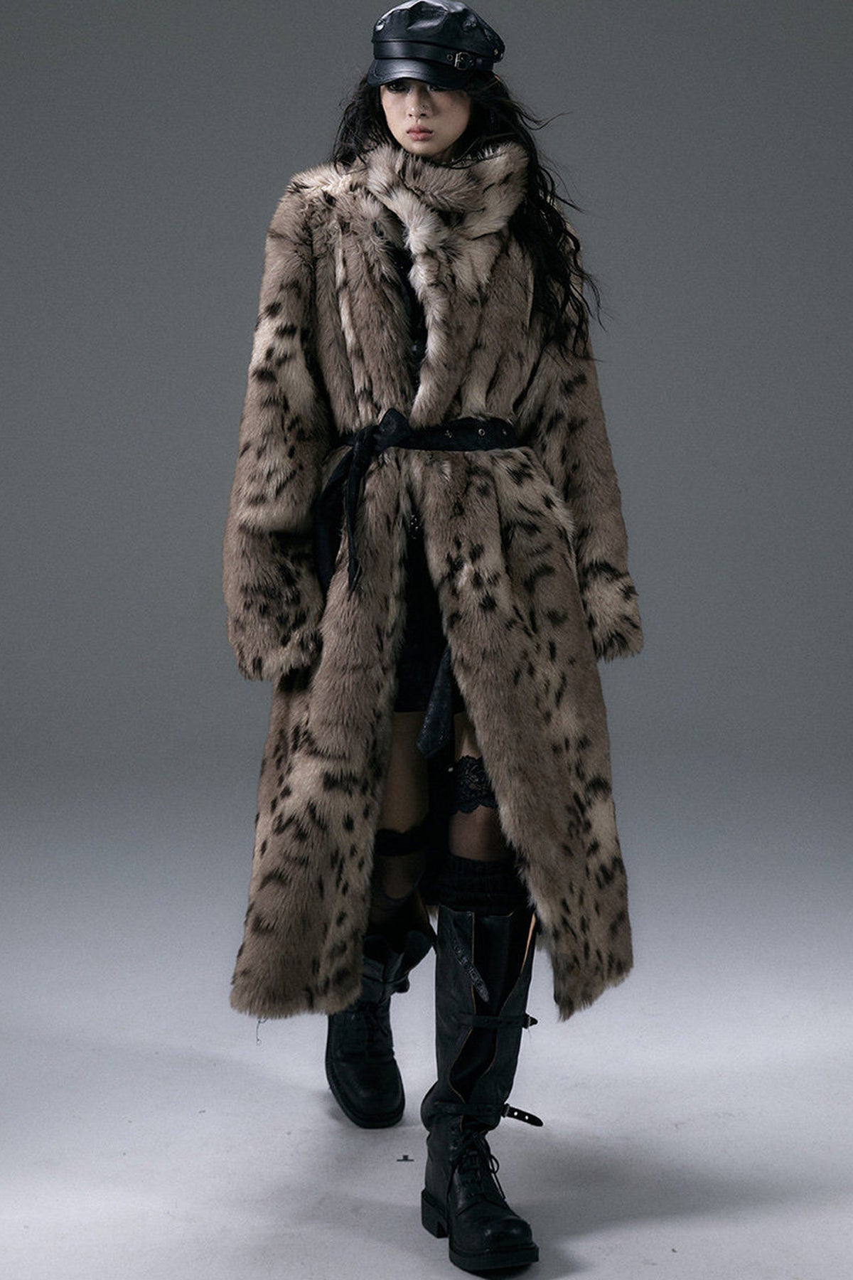 Reversible Suede Leopard Fur Coat