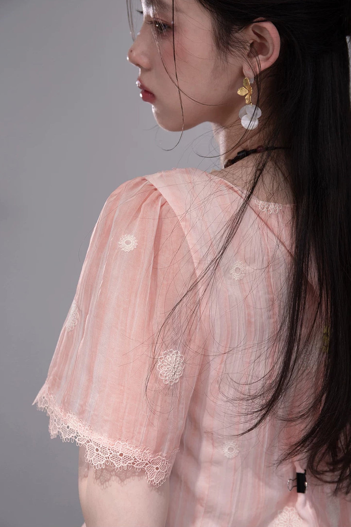 Cloudy Pink Ruffle Blouse