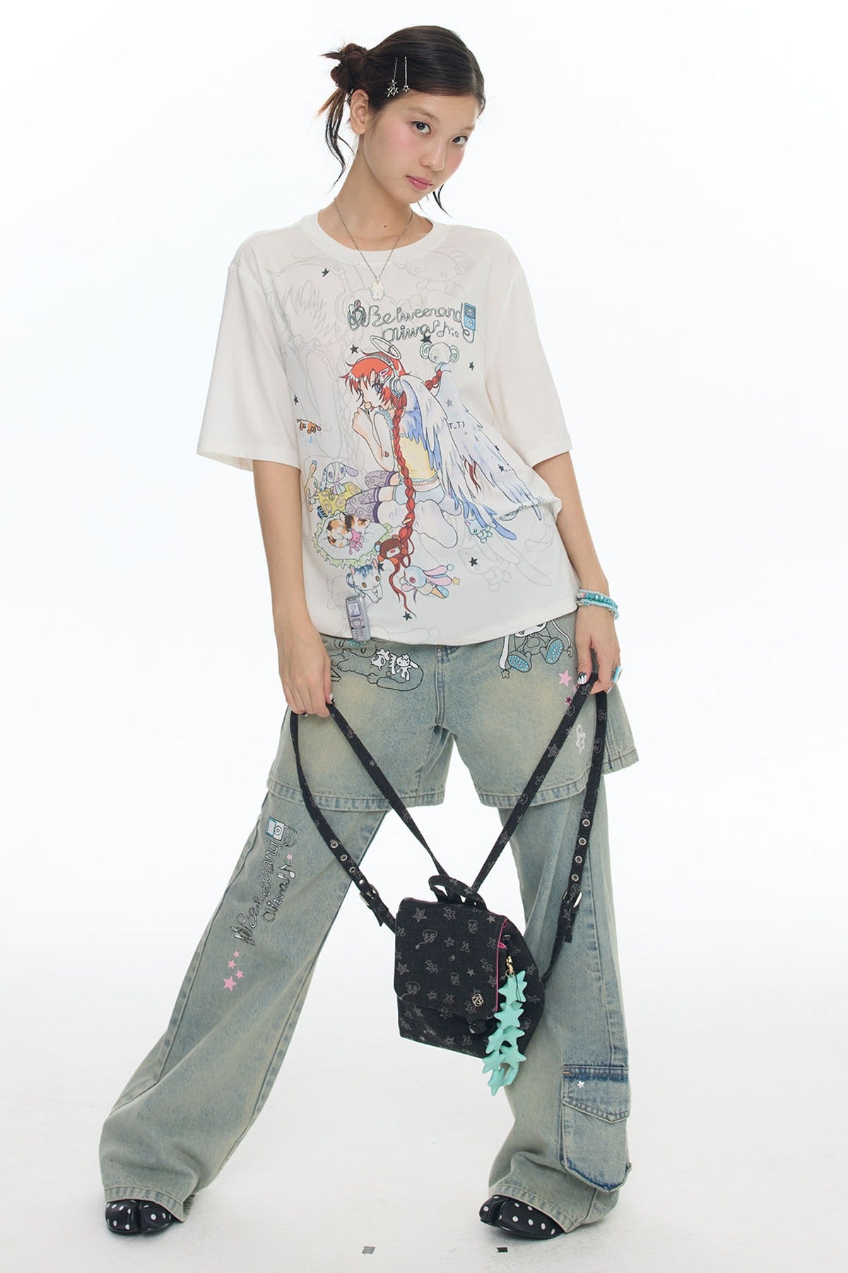 Two-Tone Frog Illustration T-Shirt