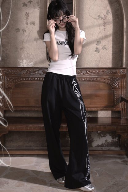 Silver Glitter Printed Loose Sweatpants