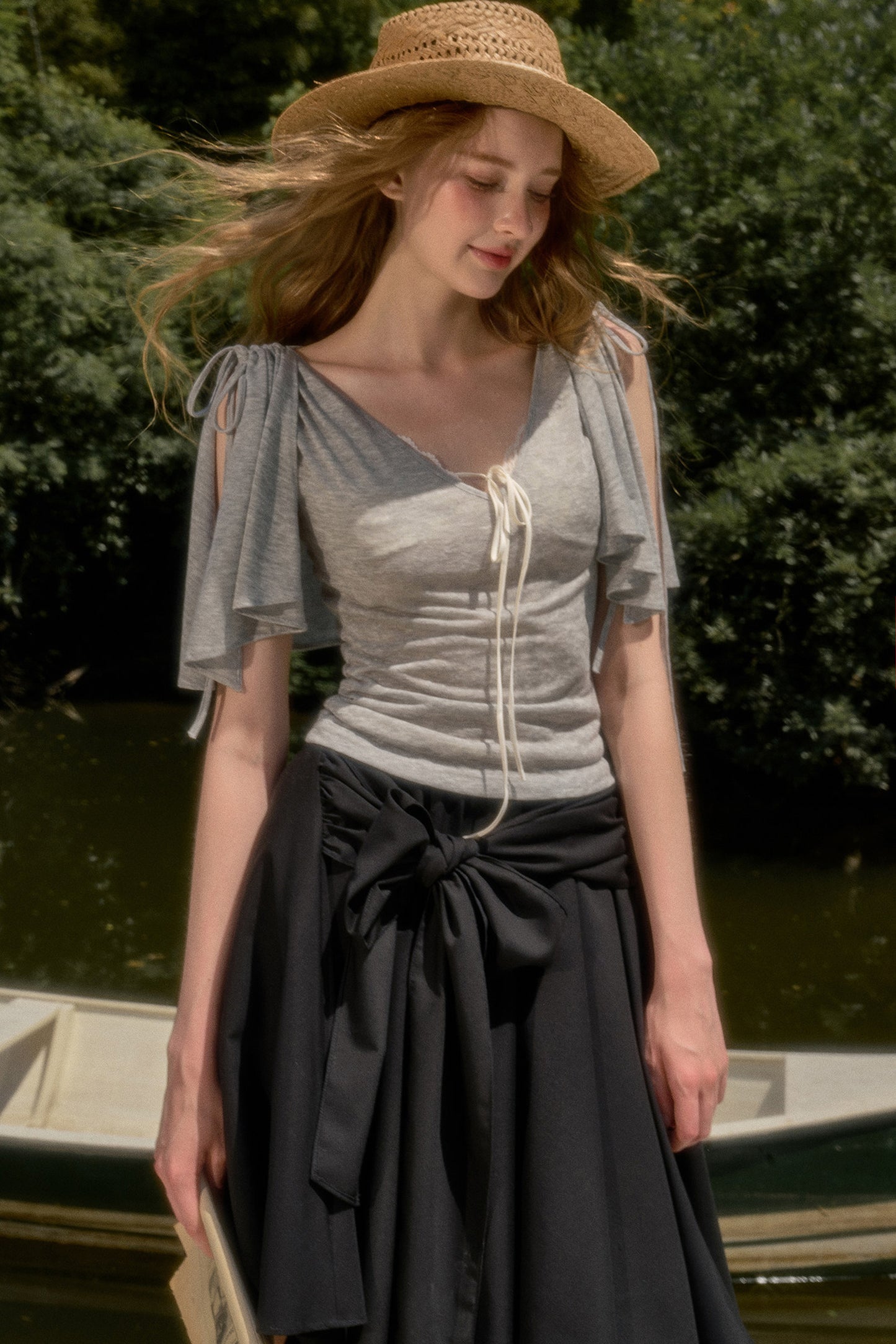 Cape-Style Short-Sleeve Top and Dress Set-Up