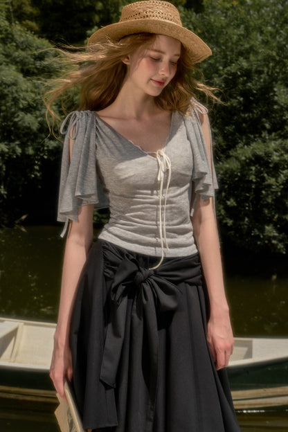 Cape-Style Short-Sleeve Top and Dress Set-Up