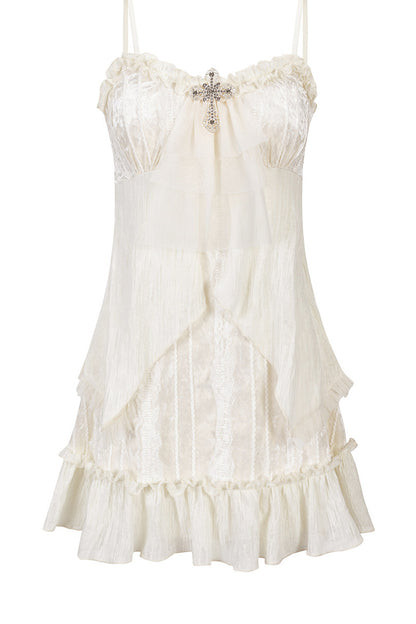 Chiffon Lace Ruffled Dress
