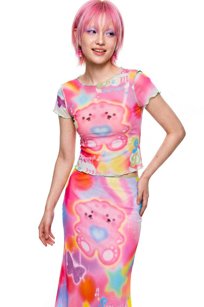 Dopamine Rainbow Mesh Dress