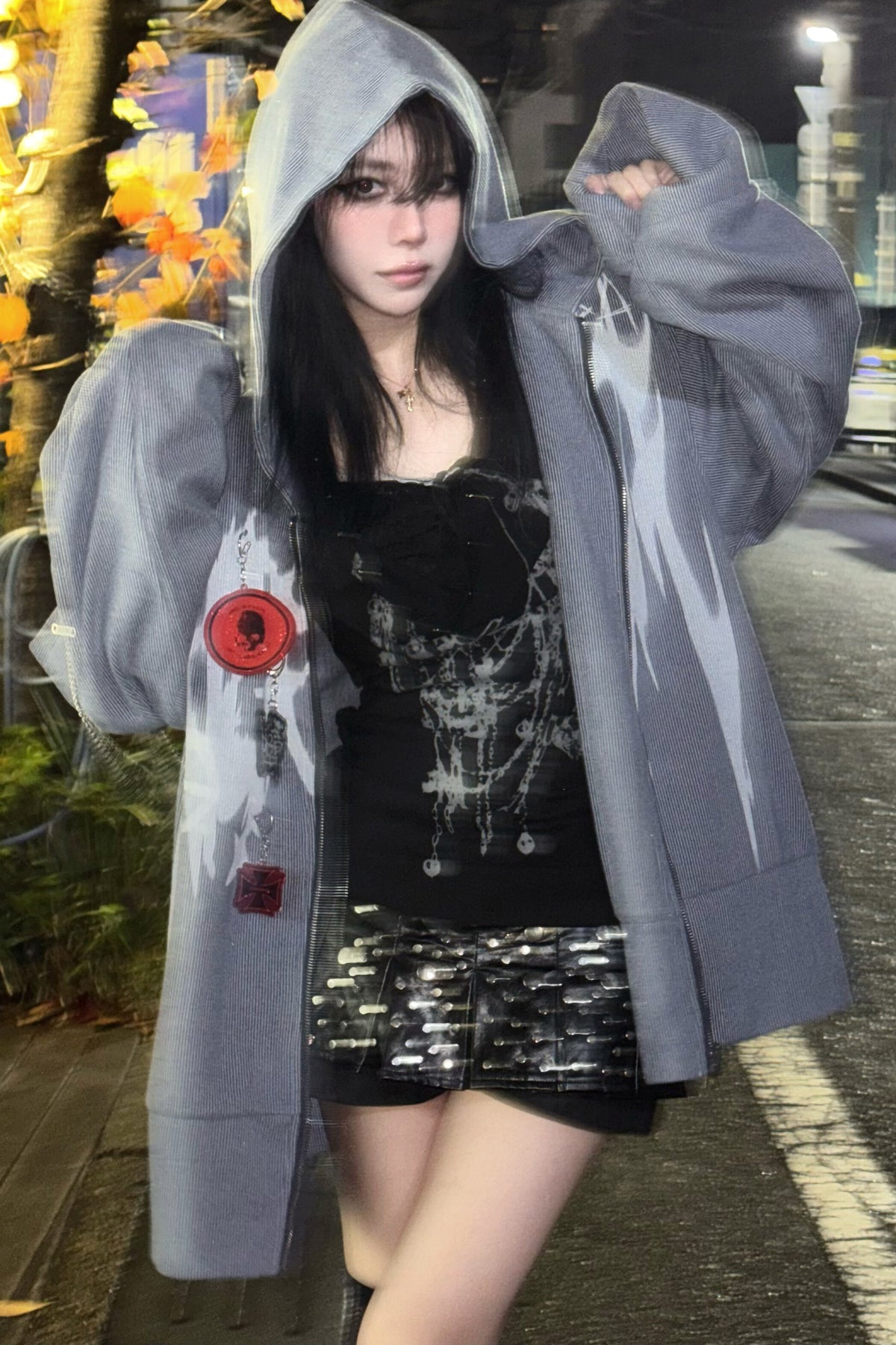 Striped Graffiti Print Jacket