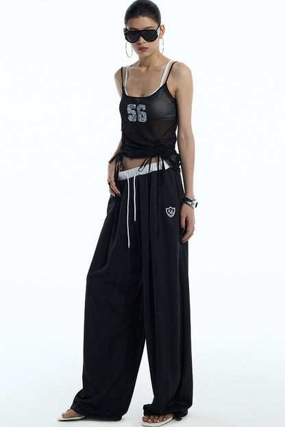 Black White Color-Block Sports Pants
