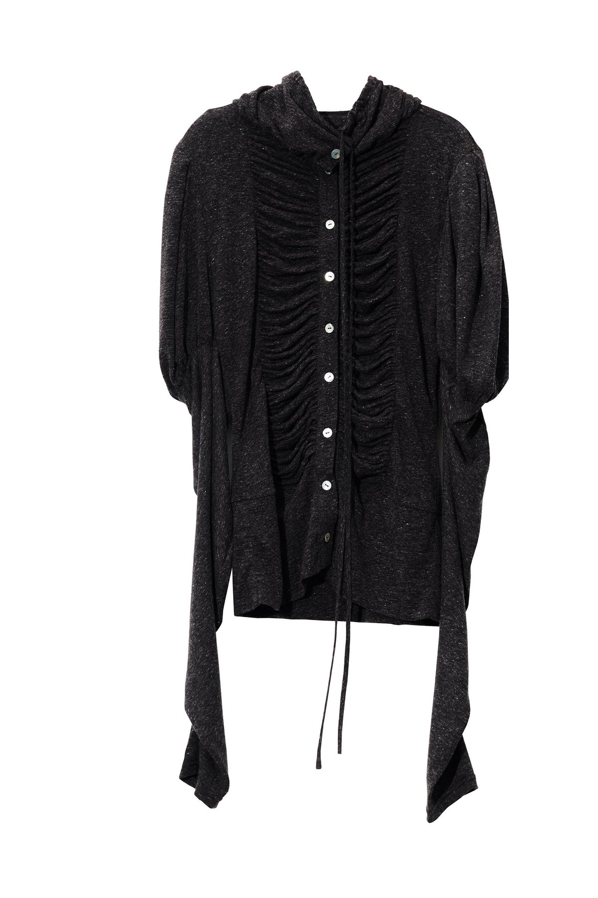 Pleated High-Neck Knit Base Layer Top
