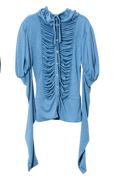 Pleated High-Neck Knit Base Layer Top