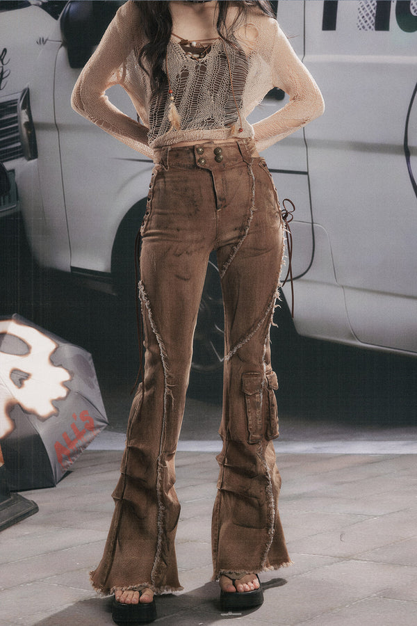 Vintage Washed Flared Denim Pants