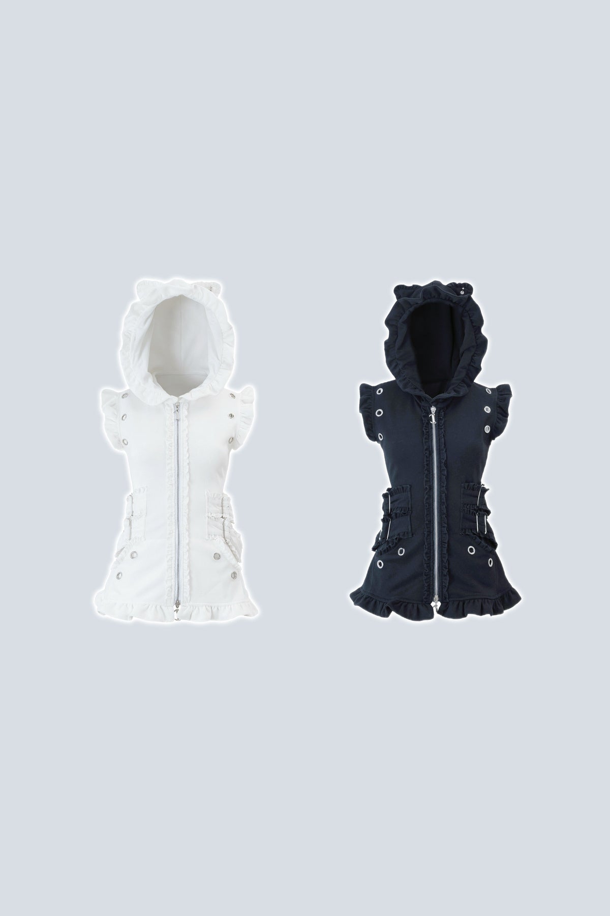 Hooded Cat Ear Vest Shorts Set-Up