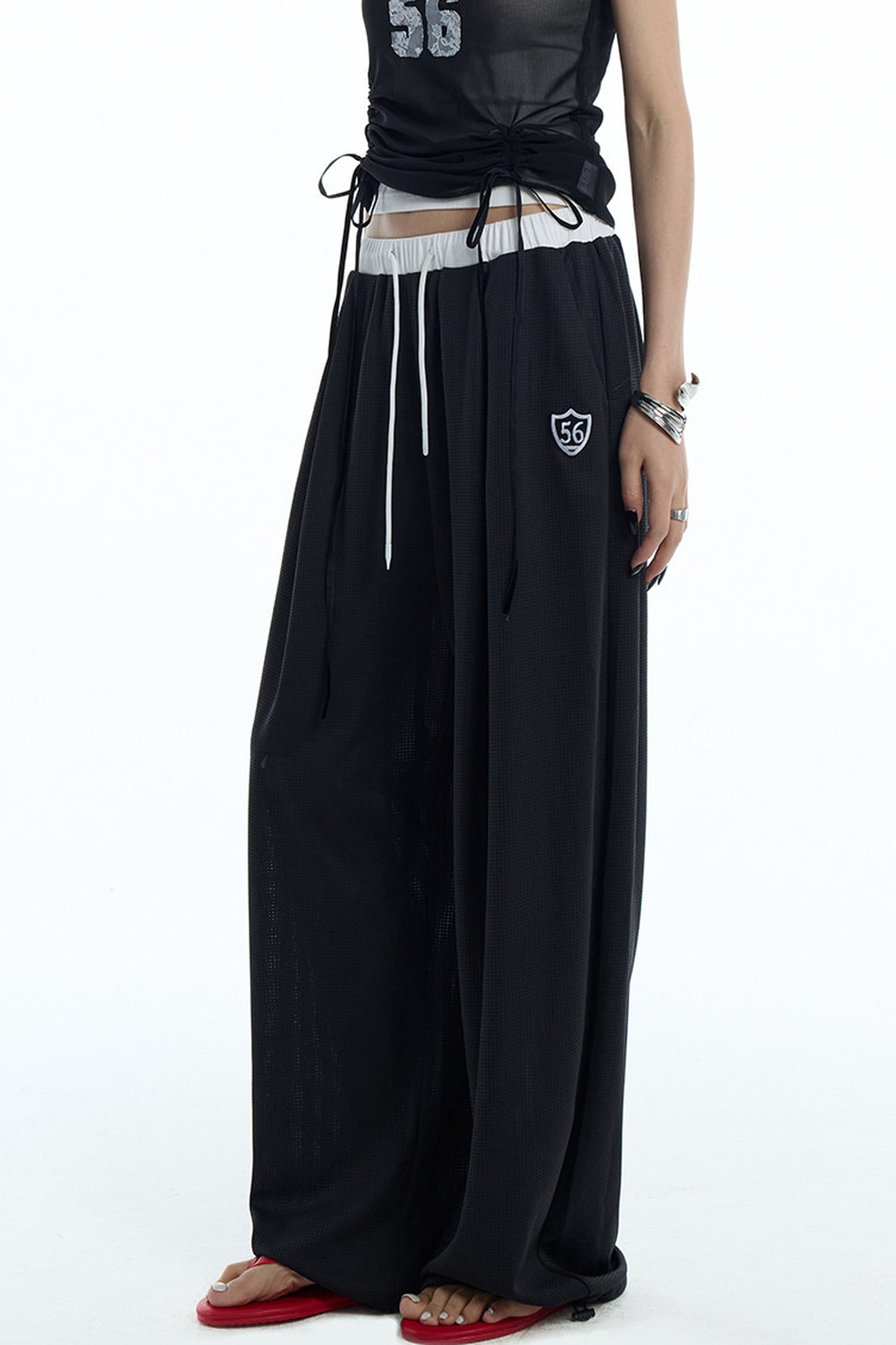 Black White Color-Block Sports Pants