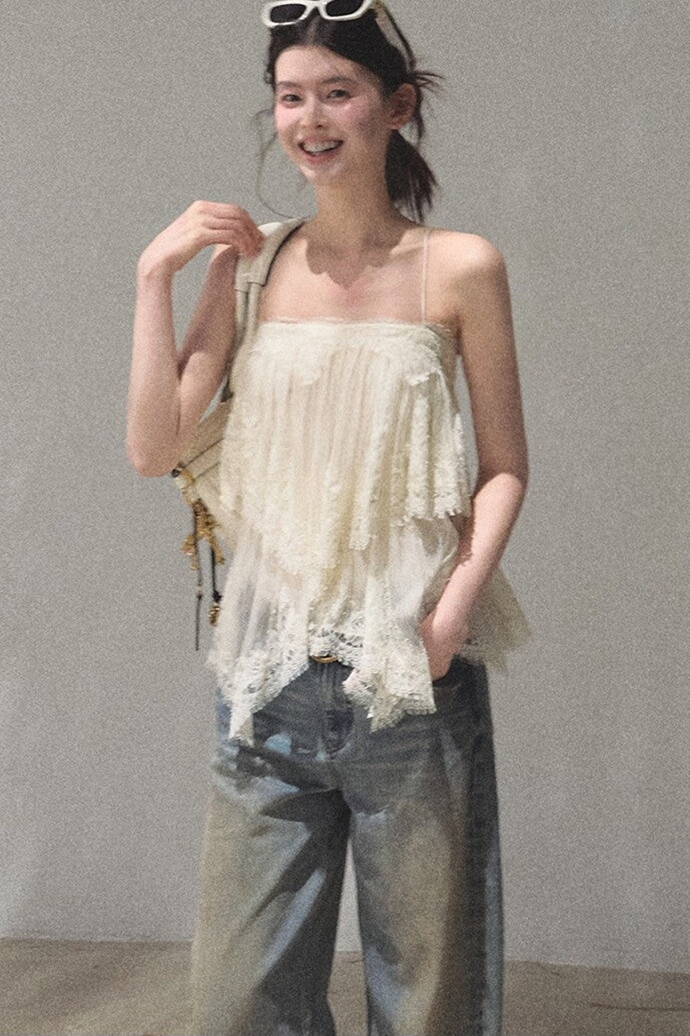 Vintage Hand-Painted Wide Leg Jeans Set