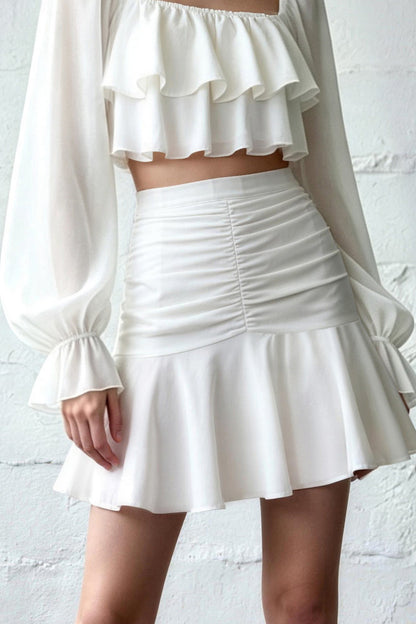 Ruffle Top and Skirt Two-Piece Set