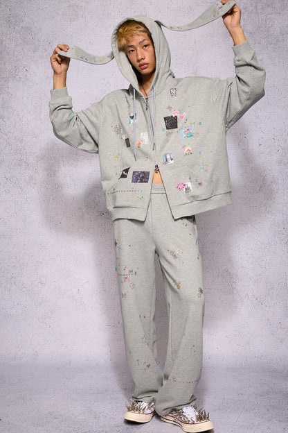 Rhinestone Embellished Sweatpants