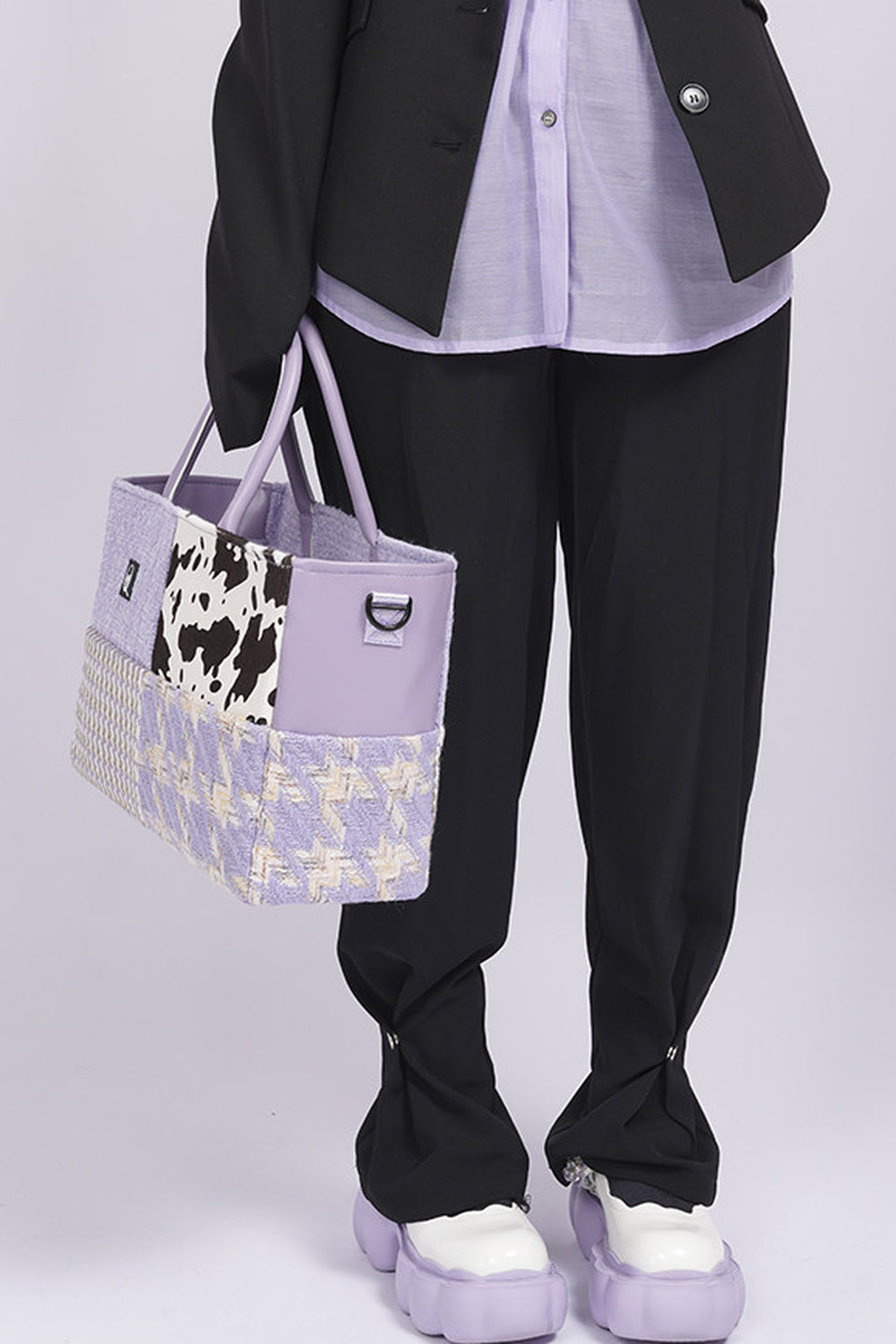 Y2K Leather Contrast Tote Bag